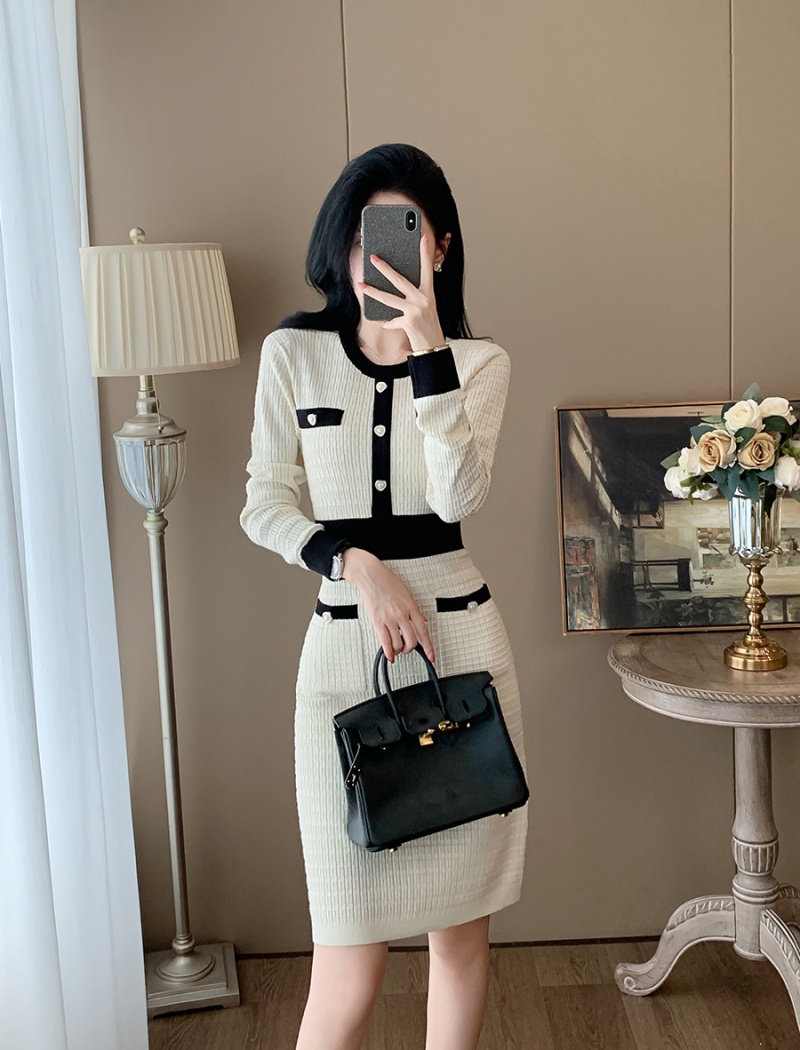 Autumn long sleeve sweater dress chanelstyle dress for women