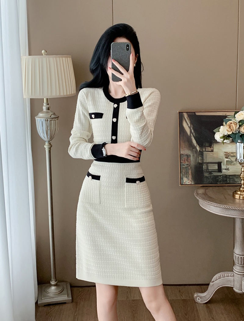 Autumn long sleeve sweater dress chanelstyle dress for women