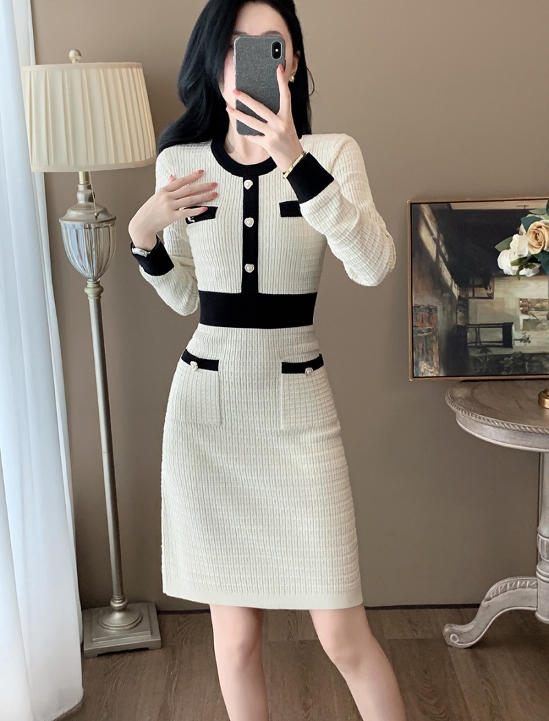 Autumn long sleeve sweater dress chanelstyle dress for women