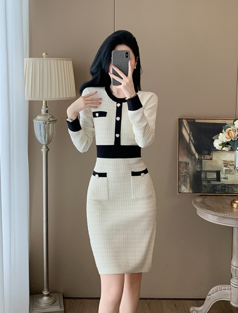 Autumn long sleeve sweater dress chanelstyle dress for women