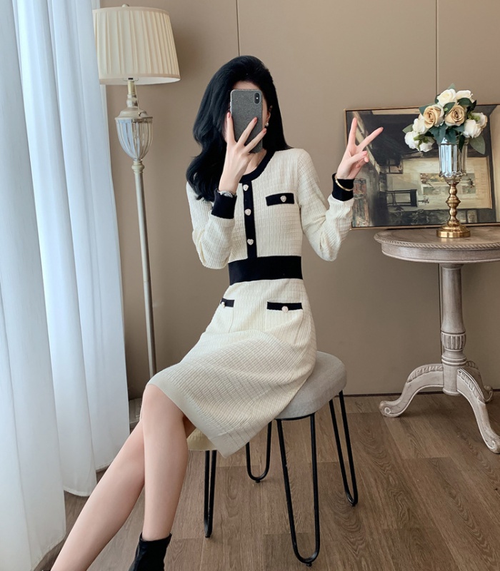 Autumn long sleeve sweater dress chanelstyle dress for women