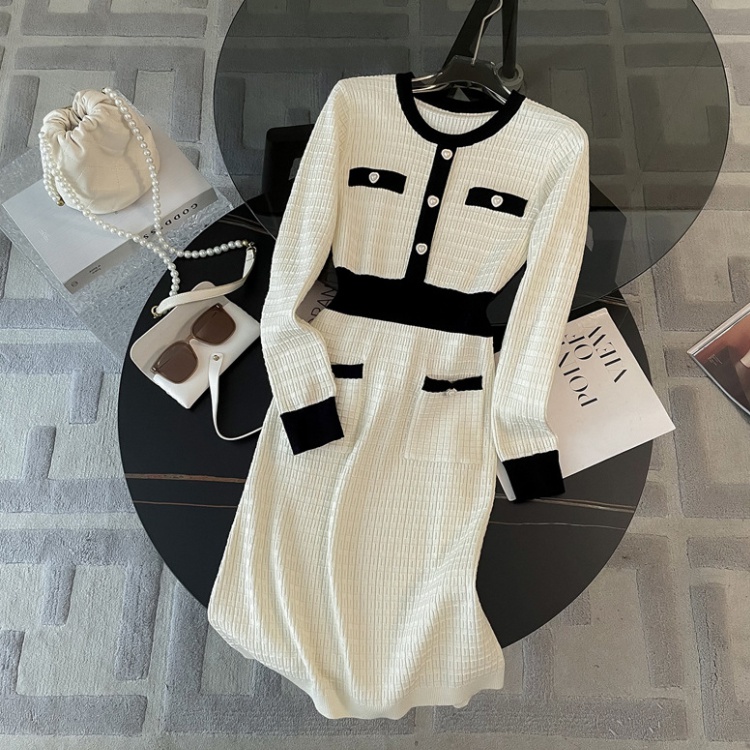 Autumn long sleeve sweater dress chanelstyle dress for women