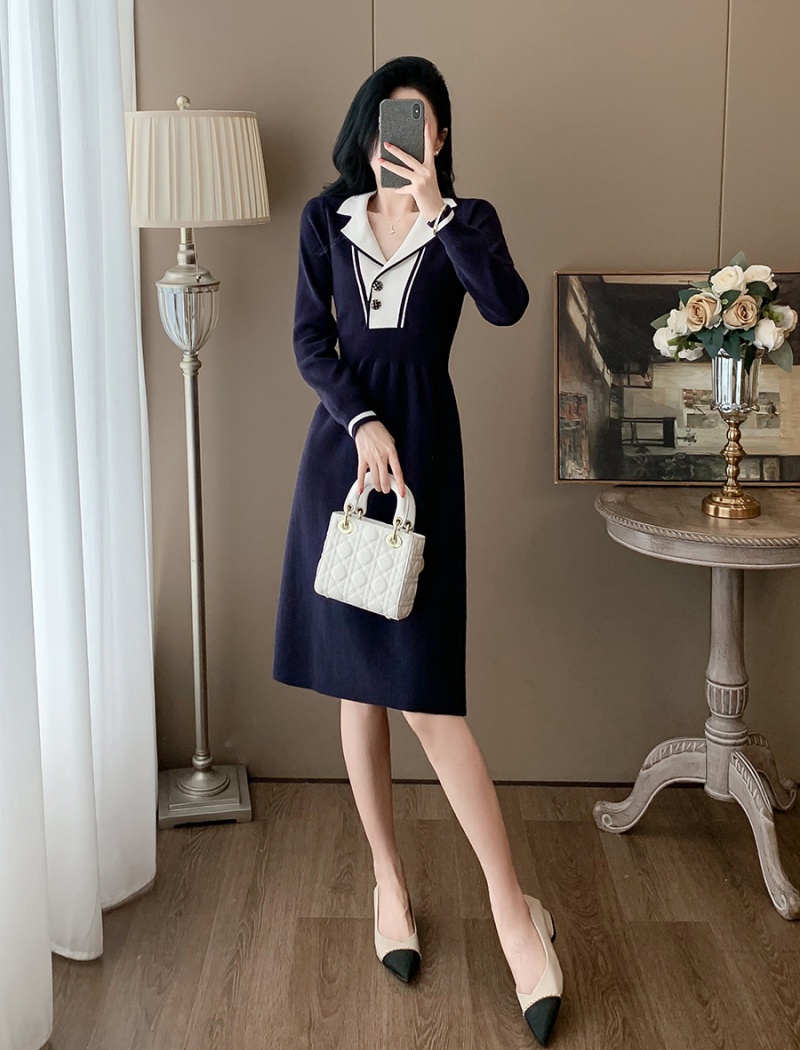 Chanelstyle sweater dress exceed knee dress for women