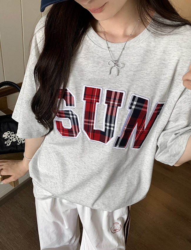 Summer letters tops printing Western style T-shirt