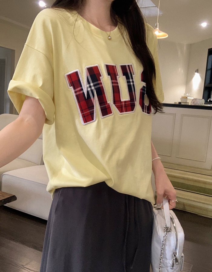 Summer letters tops printing Western style T-shirt