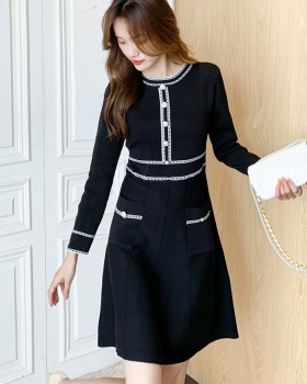 Pullover long sleeve lady dress knitted slim sweater