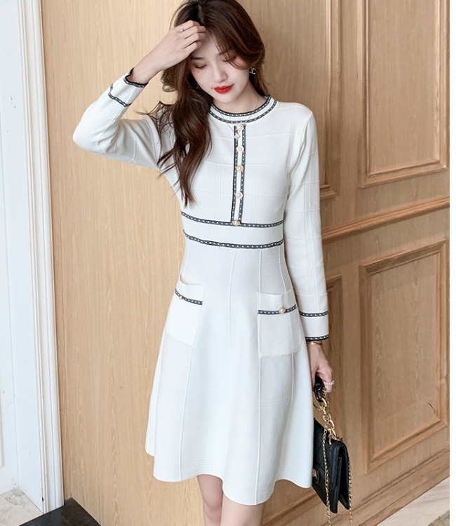 Pullover long sleeve lady dress knitted slim sweater