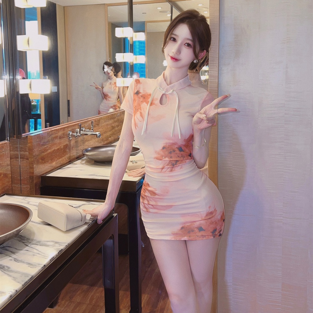 Gauze Chinese style cheongsam light temperament dress