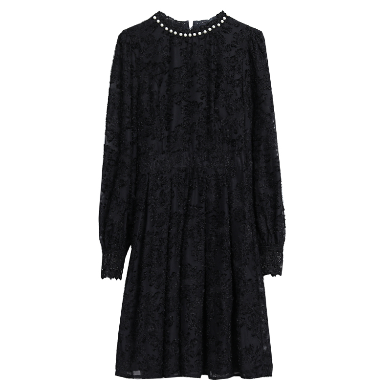 Temperament long sleeve long lace autumn dress