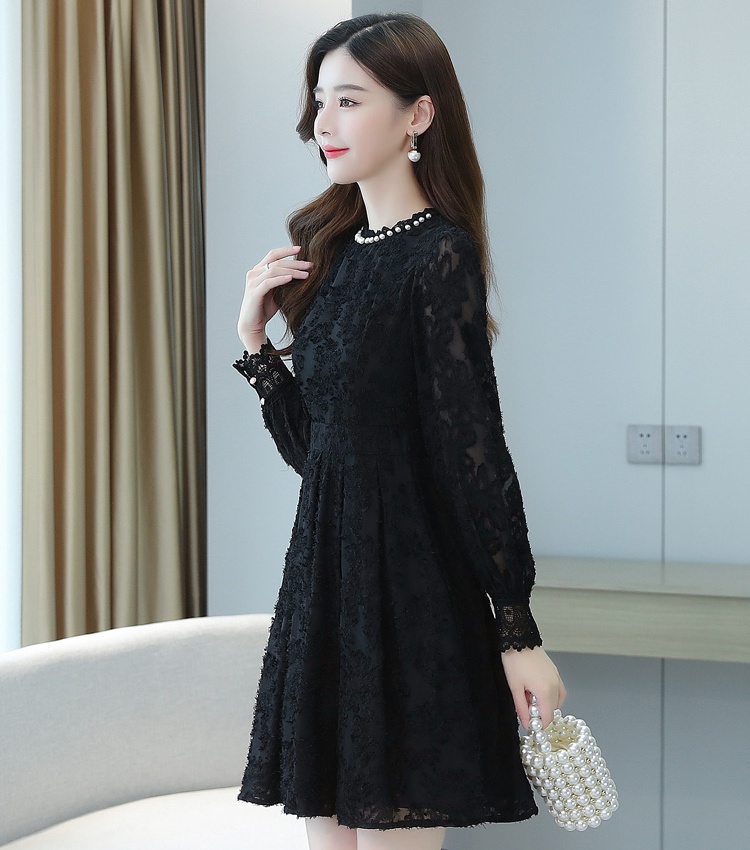 Temperament long sleeve long lace autumn dress