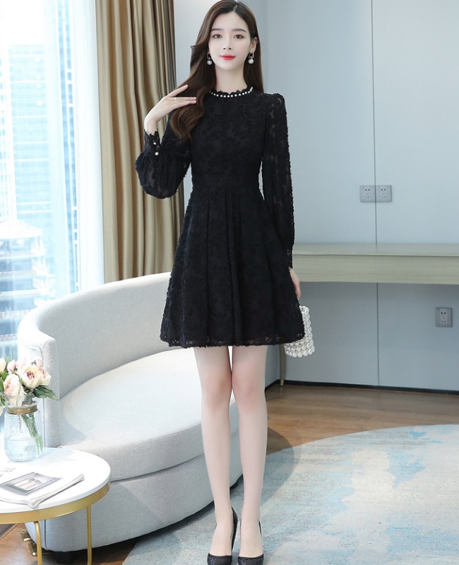 Temperament slim pinched waist exceed knee dress for women