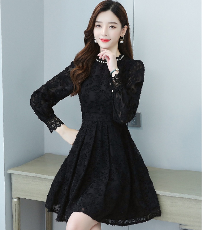 Temperament slim pinched waist exceed knee dress for women