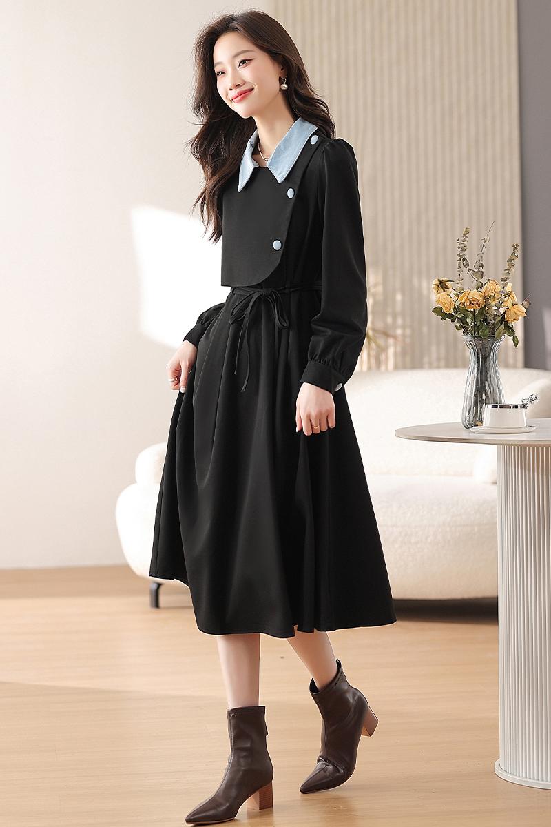 Pseudo-two spring autumn winter dress for women