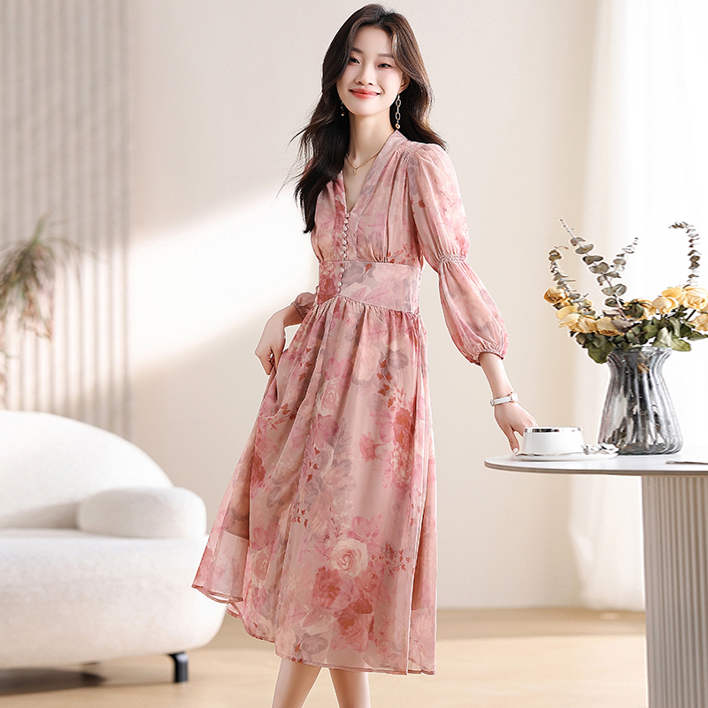 Tender Casual slim floral elegant dress for women