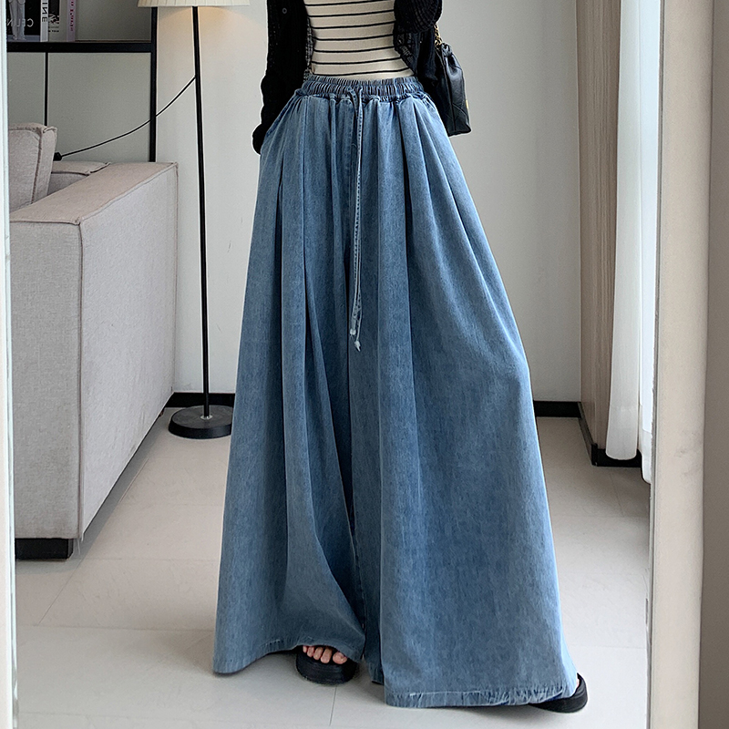 Loose mopping jeans wide leg slim pants for women