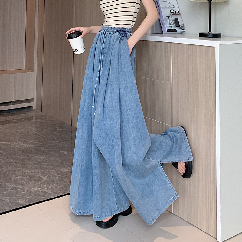 Loose mopping jeans wide leg slim pants for women