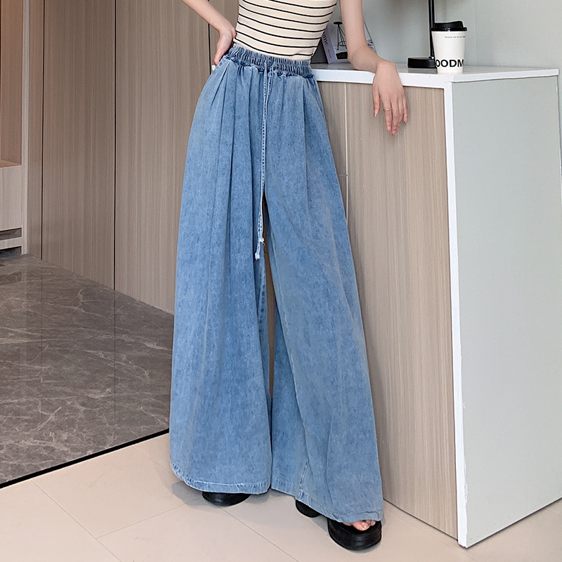 Loose mopping jeans wide leg slim pants for women