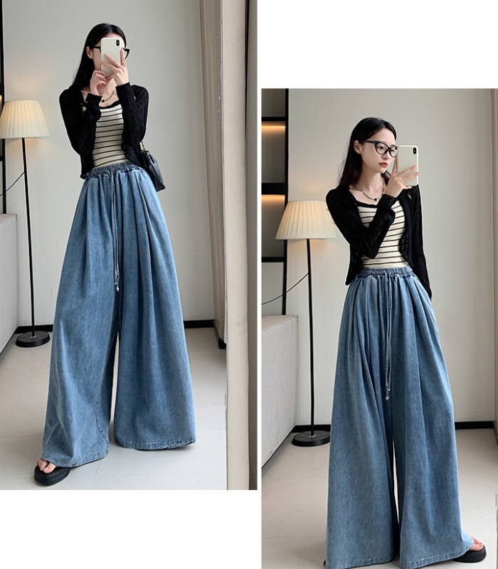 Loose mopping jeans wide leg slim pants for women