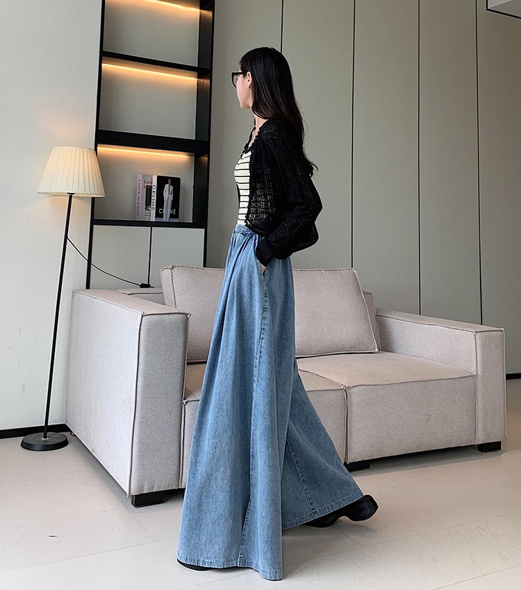 Loose mopping jeans wide leg slim pants for women