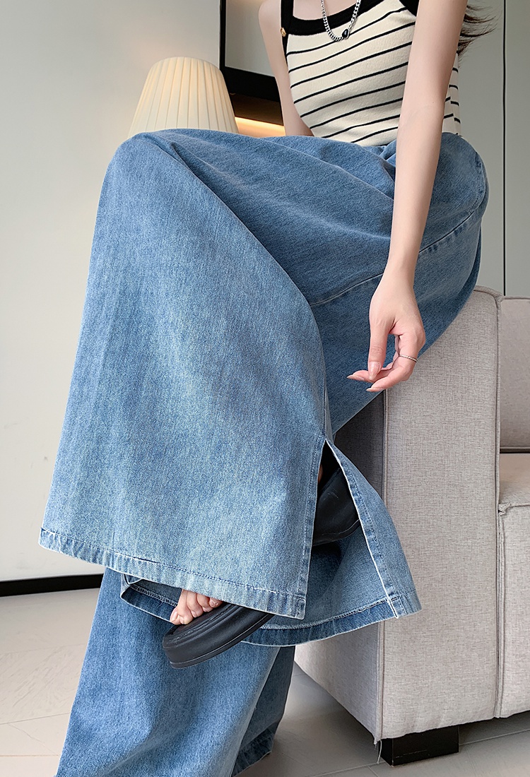 Loose mopping jeans wide leg slim pants for women