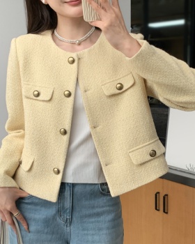 Short loose yellow coat all-match chanelstyle tops for women