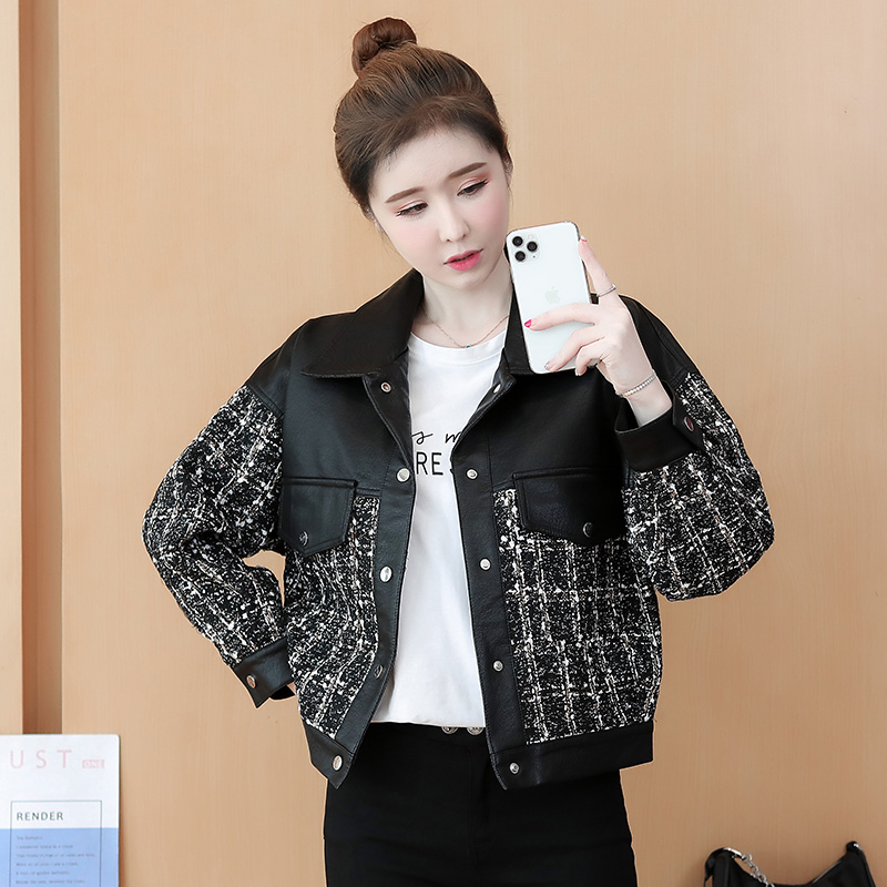 PU short tops small fellow autumn and winter coat