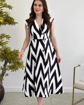 Casual V-neck sleeveless cardigan half cool long dress