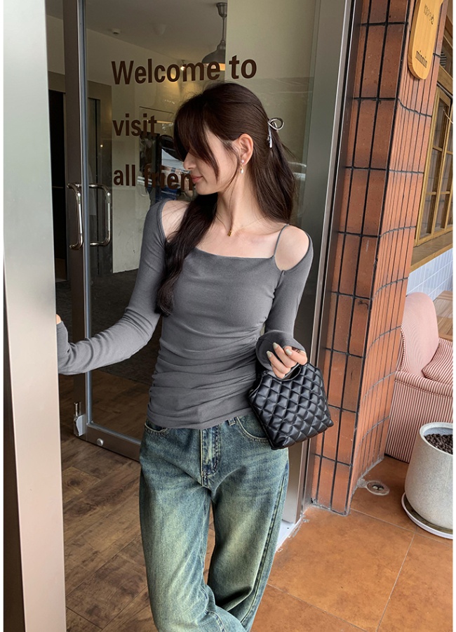 Bottoming sling spring and autumn chouzhe slim T-shirt