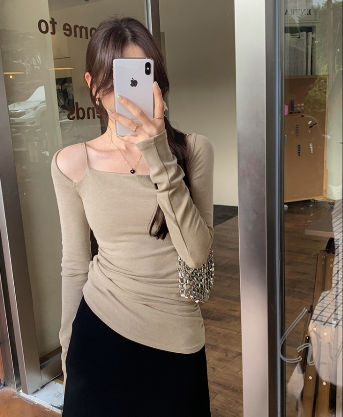 Bottoming sling spring and autumn chouzhe slim T-shirt