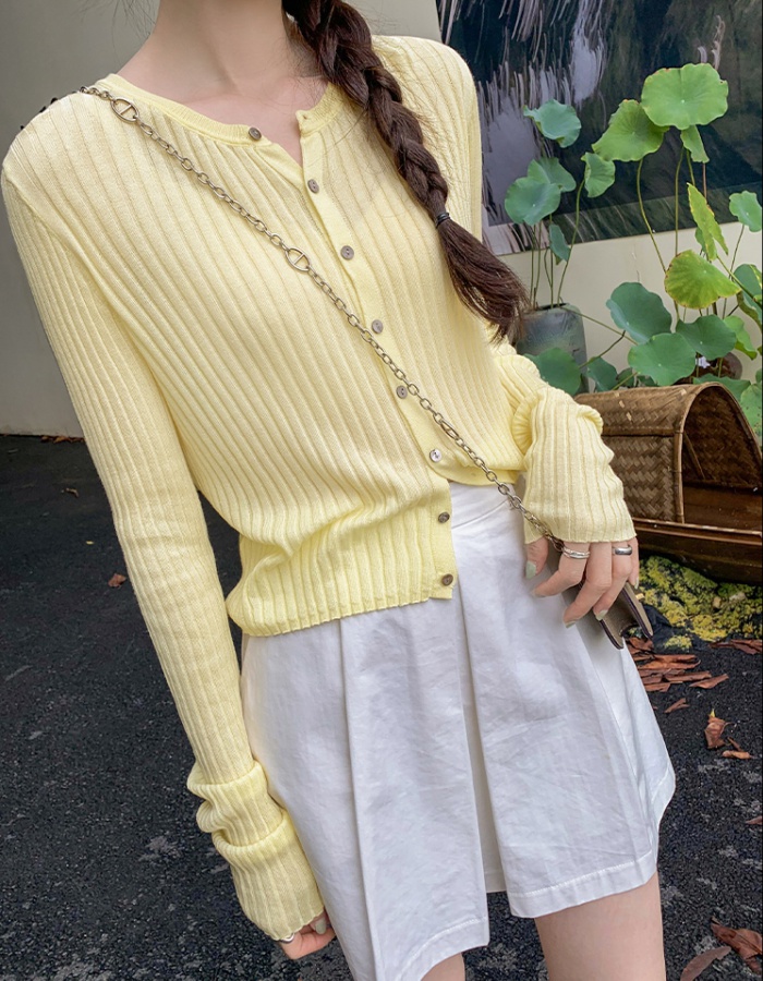 Knitted thin T-shirt spring and autumn tops for women