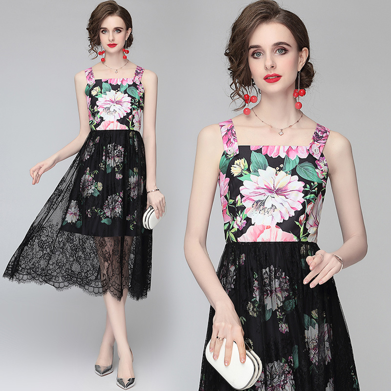 Retro beautiful dress sling temperament long dress