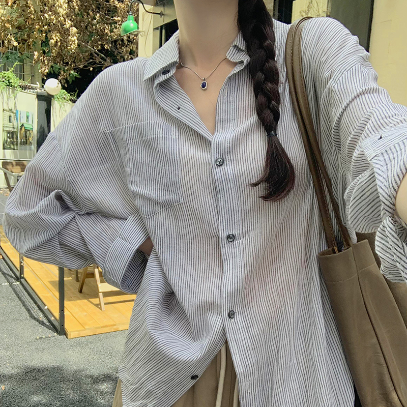 Stripe small tops chanelstyle spring and summer shirt