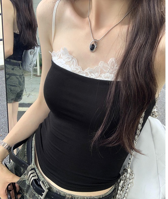 Splice lace tops summer sexy small sling for women