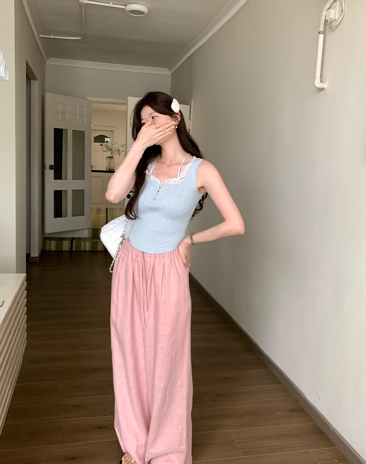 Summer sleeveless vest sling bow tops for women