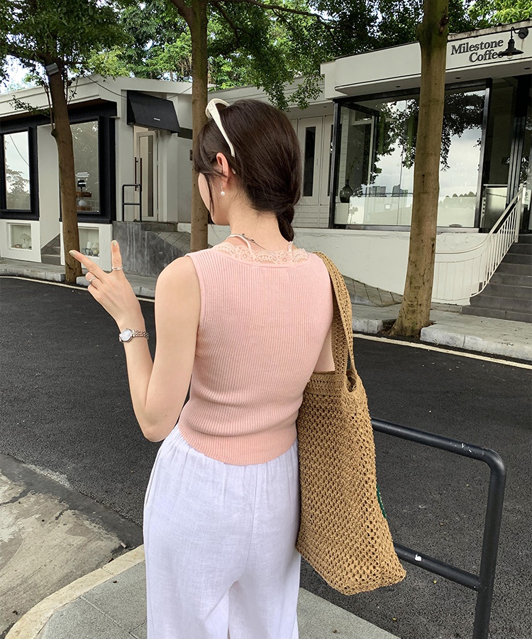 Summer sleeveless vest sling bow tops for women