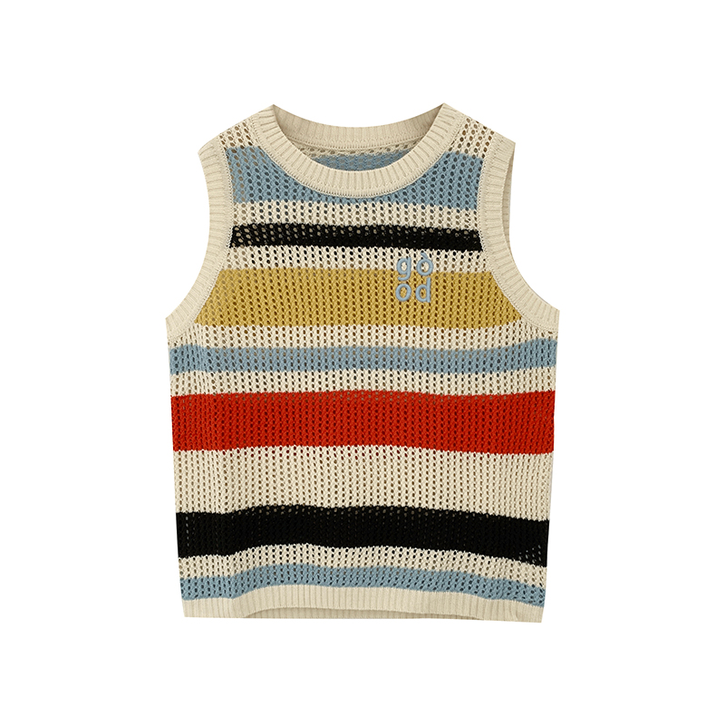 Loose knitted tops stripe vest for women