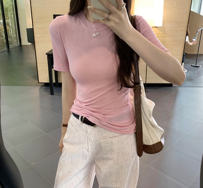 Short sleeve pure T-shirt slim tops for women