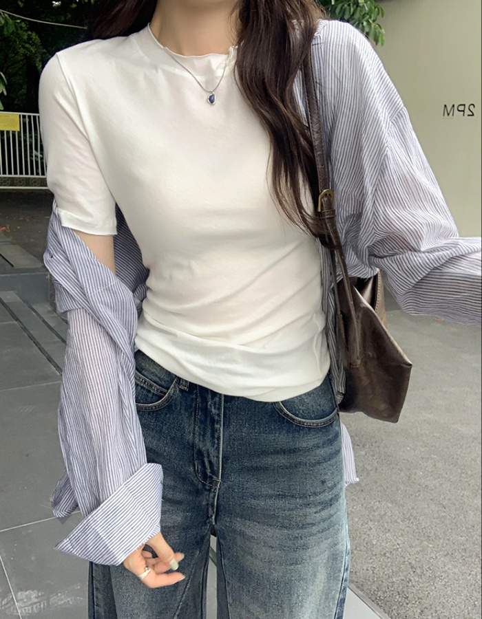 Short sleeve pure T-shirt slim tops for women