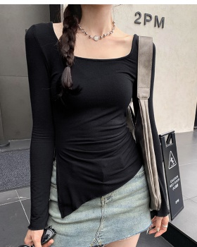 Unique irregular T-shirt thin split tops for women