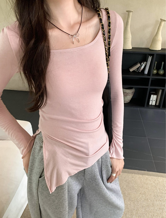 Unique irregular T-shirt thin split tops for women