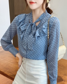 Western style chiffon tops bottoming autumn shirt for women