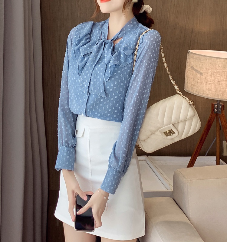 Western style chiffon tops bottoming autumn shirt for women