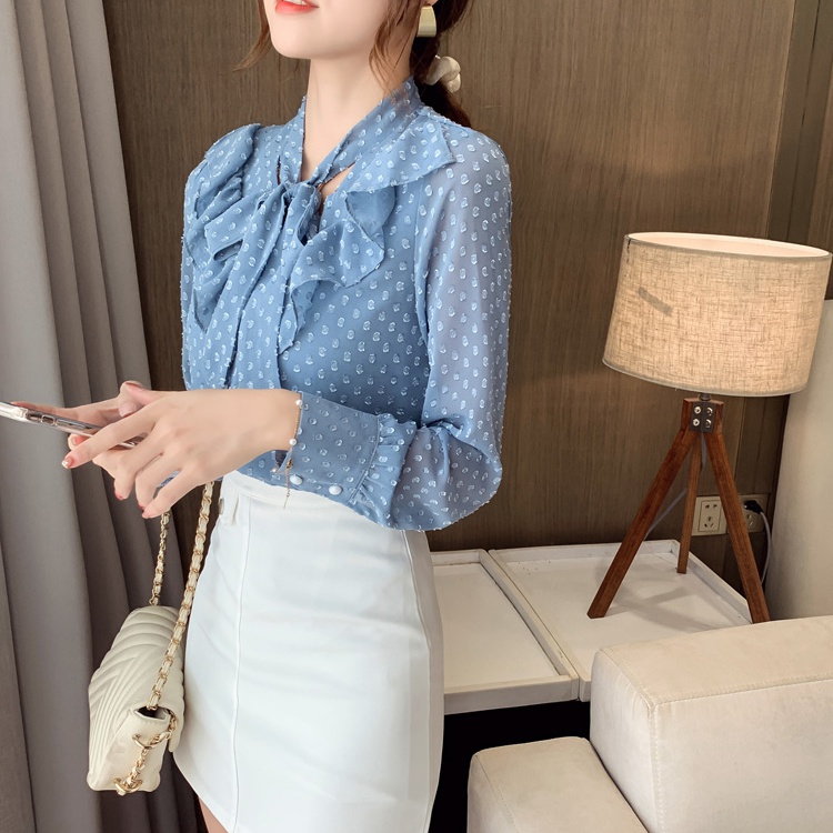 Western style chiffon tops bottoming autumn shirt for women