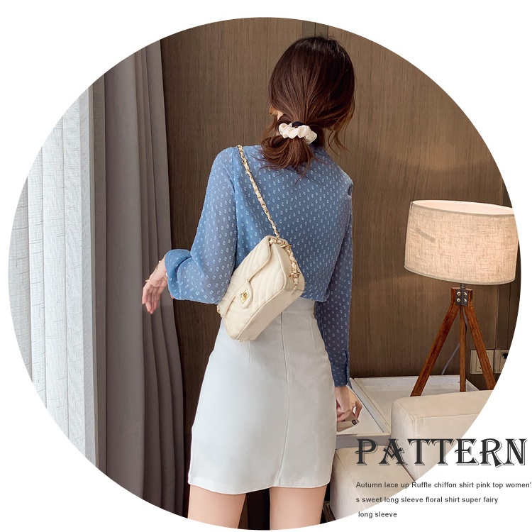 Western style chiffon tops bottoming autumn shirt for women