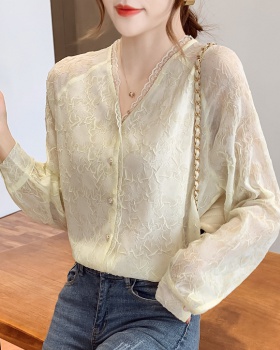 Long sleeve pure shirt lace retro bottoming shirt