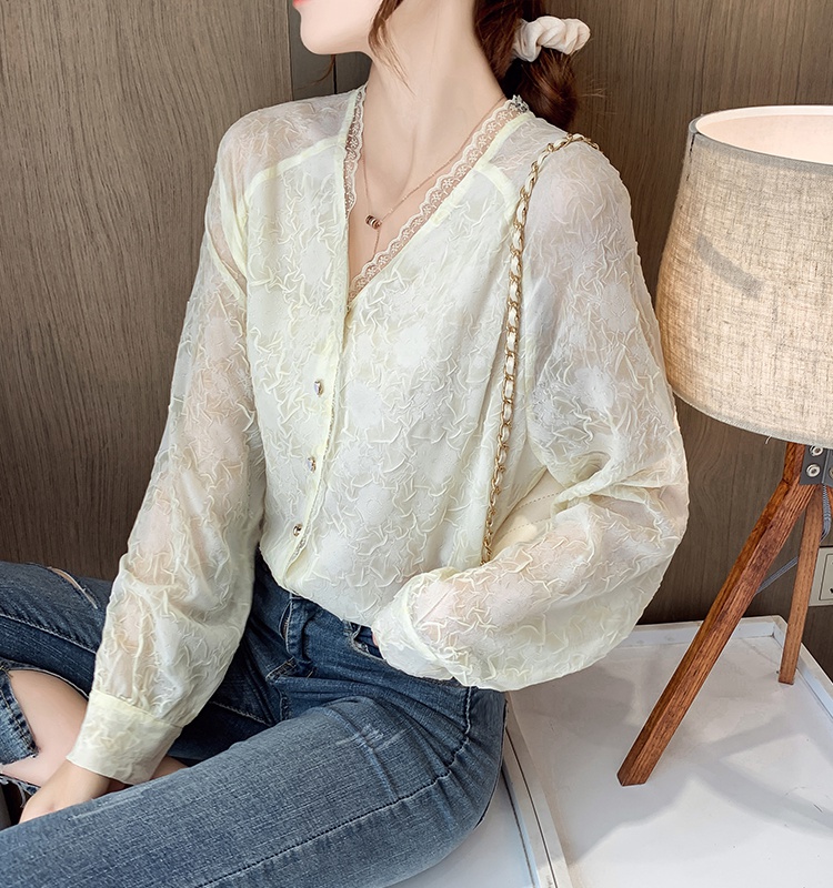 Long sleeve pure shirt lace retro bottoming shirt