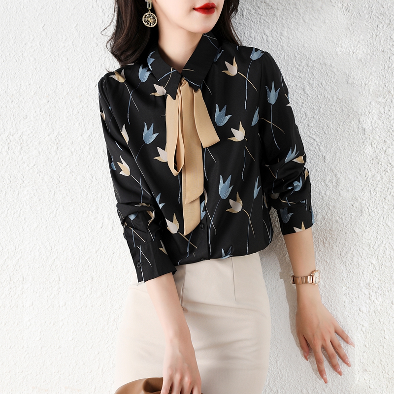 Silk real silk small shirt niche tops for women