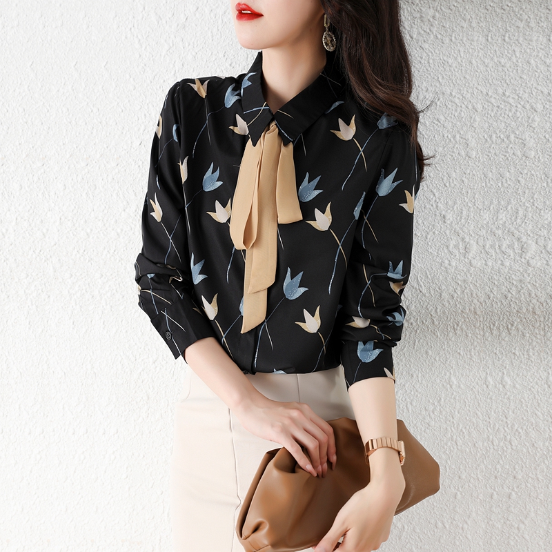 Silk real silk small shirt niche tops for women