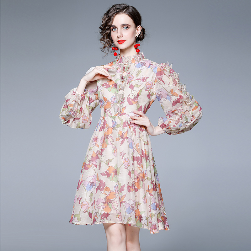 Thick and disorderly printing butterfly decoration lady dress