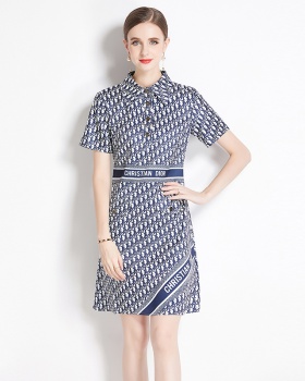 Short sleeve all-match European style slim fashion dress